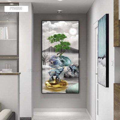 File in trần Tranh treo pha lê gương FT96588 (bản gốc) hoa văn