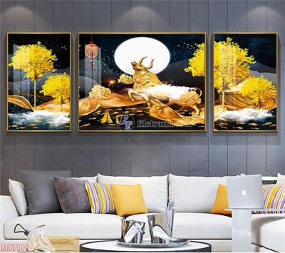 Tải file gốc Tranh decor phủ gương hiện đại FT97119 (in khổ lớn) không vỡ