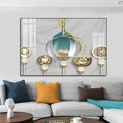 File gốc Tranh treo tường pha lê gương FT97650 (in lụa) họa tiết 3D