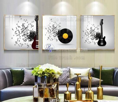 File tranh gốc in trần nhà File tranh treo tường pha lê gương FT98087 3D