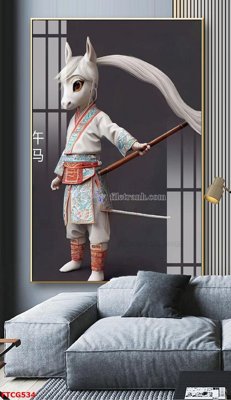 File in trần Tranh 12 con giáp FTCG534 (bản gốc 3D) sống động