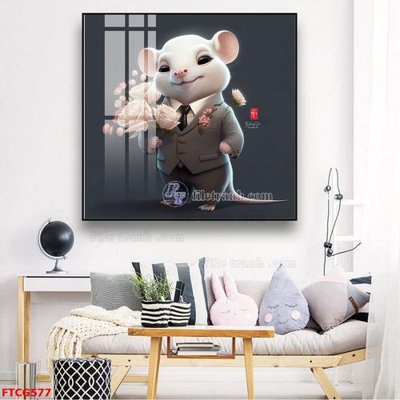 File tranh Tranh 12 con giáp FTCG577 (bản gốc) in lụa dán tường