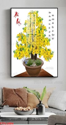 File gốc File tranh chậu mai bonsai FTTL1004 (PSD/TIFF) độ phân giải cao