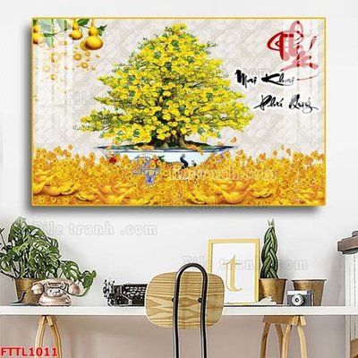 Ảnh gốc file in lụa File tranh chậu mai bonsai FTTL1011 chi tiết