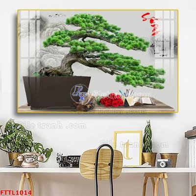 File ảnh File tranh chậu mai bonsai FTTL1014 (gốc) in PP, decal