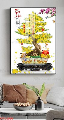 File ảnh gốc File tranh chậu mai bonsai FTTL1020 (chuyên in mica)