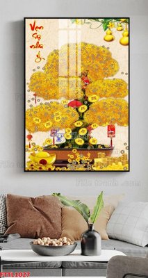 File in trần File tranh chậu mai bonsai FTTL1027 (bản gốc) bầu trời