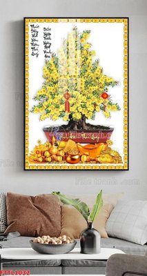 File gốc File tranh chậu mai bonsai FTTL1032 (in mica) làm bảng hiệu