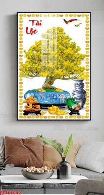 File gốc File tranh chậu mai bonsai FTTL1042 (ảnh chi tiết) để in trần