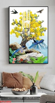 File tranh File tranh chậu mai bonsai FTTL1055 (bản gốc) in canvas