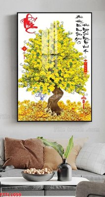File tranh gốc File tranh chậu mai bonsai FTTL1059 (bản quyền) Filetranh.com