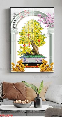 File in ấn File tranh chậu mai bonsai FTTL1070 (bản gốc) chất lượng cao