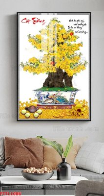 File PSD File tranh chậu mai bonsai FTTL1086 (chất lượng in ấn)