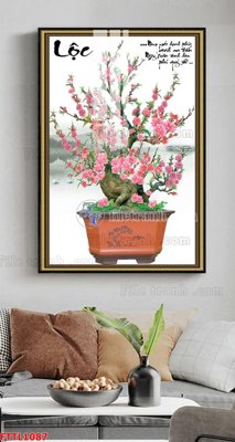 File gốc File tranh chậu mai bonsai FTTL1087 (phong cách) cổ điển