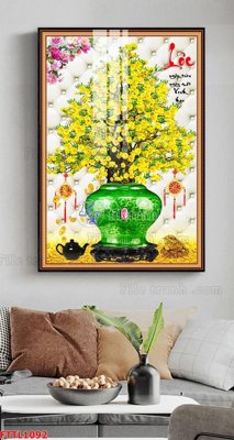 File tranh File tranh chậu mai bonsai FTTL1092 (gốc) chủ đề trừu tượng