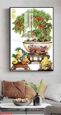 Chi tiết file tranh tráng gương File tranh chậu mai bonsai FTTL1095 (ảnh gốc)
