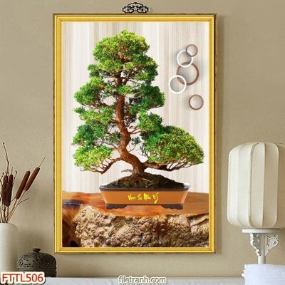 Tệp tin gốc File tranh chậu mai bonsai FTTL506 (dùng cho in) File tranh chậu mai bonsai FTTL506