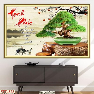 Hình ảnh file gốc in trần nhà File tranh chậu mai bonsai FTTL528
