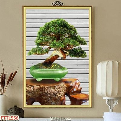 File gốc File tranh chậu mai bonsai FTTL556 (ảnh chi tiết) để in trần