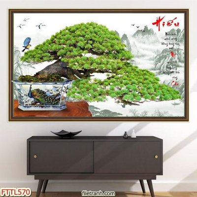File in trần File tranh chậu mai bonsai FTTL570 (bản gốc) 5D