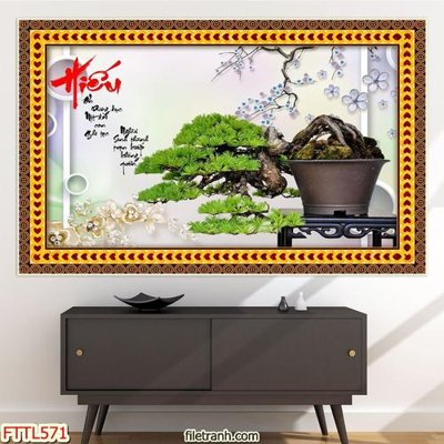 File tranh File tranh chậu mai bonsai FTTL571 (ảnh gốc) in trần nhà