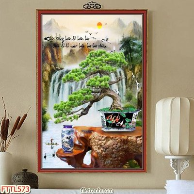 Tệp tin gốc File tranh chậu mai bonsai FTTL573 (dùng cho in) File tranh chậu mai bonsai FTTL573
