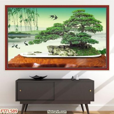 Download file File tranh chậu mai bonsai FTTL589 (gốc) in mica đèn LED