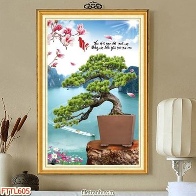 File in trần File tranh chậu mai bonsai FTTL605 (file gốc) chủ đề vũ trụ