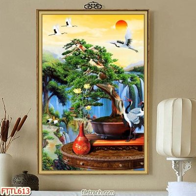 File tranh quảng cáo File tranh chậu mai bonsai FTTL613 (file gốc) chuyên nghiệp