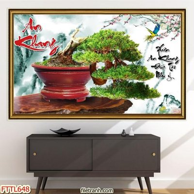 File gốc File tranh chậu mai bonsai FTTL648 (in mica) làm quà tặng