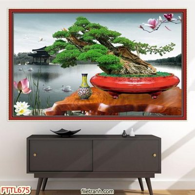 File gốc File tranh chậu mai bonsai FTTL675 (thiết kế) độc quyền