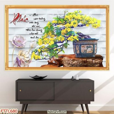 Tải file File tranh chậu mai bonsai FTTL680 (PSD) cho in tranh kính