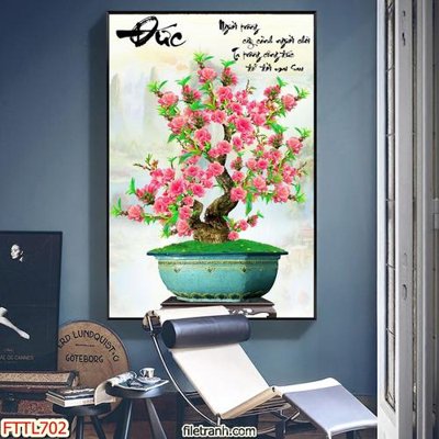 File tranh ảnh gốc File tranh chậu mai bonsai FTTL702 dùng cho in khổ lớn