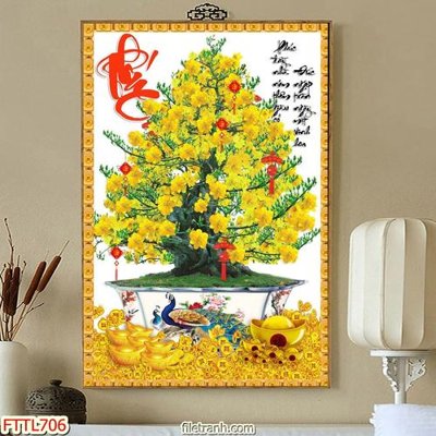 File ảnh File tranh chậu mai bonsai FTTL706 (gốc) in poster