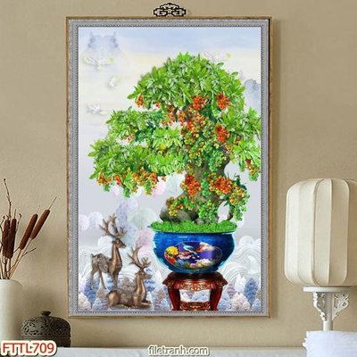 Download file ảnh gốc File tranh chậu mai bonsai FTTL709 để in ấn