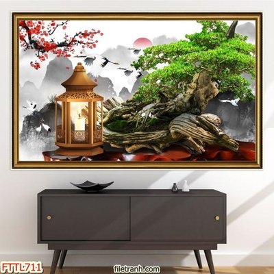 Tải file File tranh chậu mai bonsai FTTL711 (gốc) chủ đề phong thủy