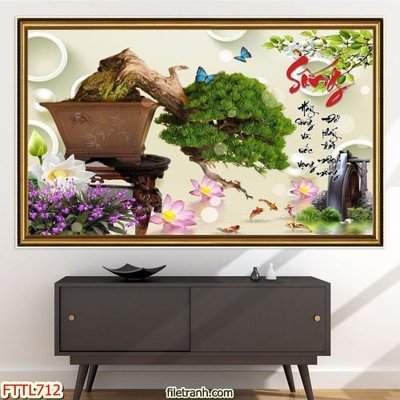 Download file gốc File tranh chậu mai bonsai FTTL712 (in mica) trong suốt