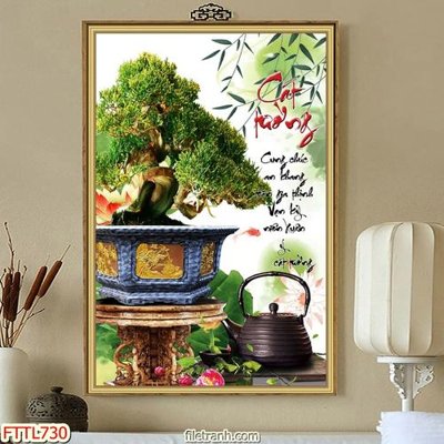 File tranh File tranh chậu mai bonsai FTTL730 (gốc) in vải canvas