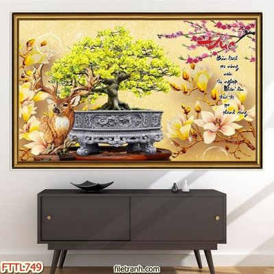 File in ấn cao cấp File tranh chậu mai bonsai FTTL749 (file gốc)