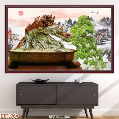 File gốc File tranh chậu mai bonsai FTTL764 (PNG) trong suốt (transparent)