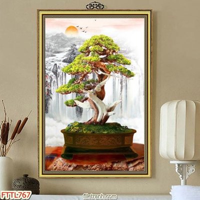 File PSD File tranh chậu mai bonsai FTTL767 (gốc) cho designer