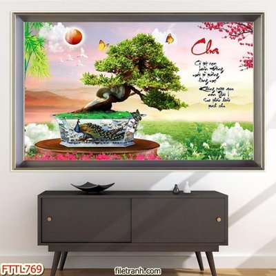 Tải file File tranh chậu mai bonsai FTTL769 (gốc) làm file in ấn