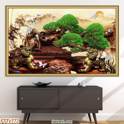 File ảnh File tranh chậu mai bonsai FTTL772 (gốc) in PP, decal