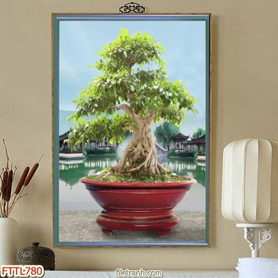 File gốc File tranh chậu mai bonsai FTTL780 (cho in UV) siêu nét