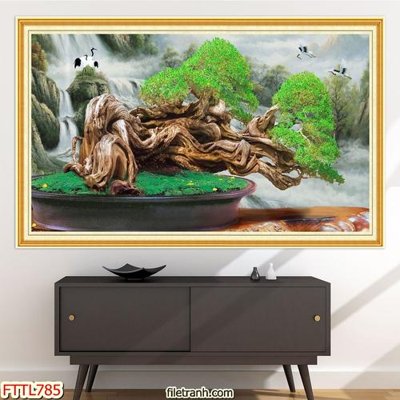 File gốc in mica File tranh chậu mai bonsai FTTL785 chất lượng