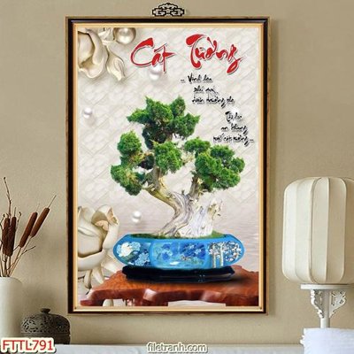 File tranh File tranh chậu mai bonsai FTTL791 (ảnh gốc) in trần nhà