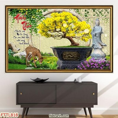 File in ấn File tranh chậu mai bonsai FTTL818 (bản gốc) cao cấp