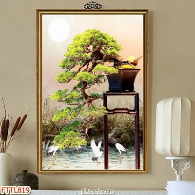 File in ấn File tranh chậu mai bonsai FTTL819 chuyên nghiệp