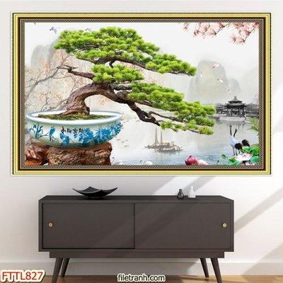 File tranh File tranh chậu mai bonsai FTTL827 (ảnh gốc) độc quyền