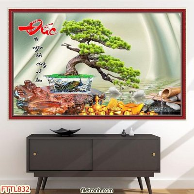 File gốc File tranh chậu mai bonsai FTTL832 (in ấn) màu sắc trung thực
